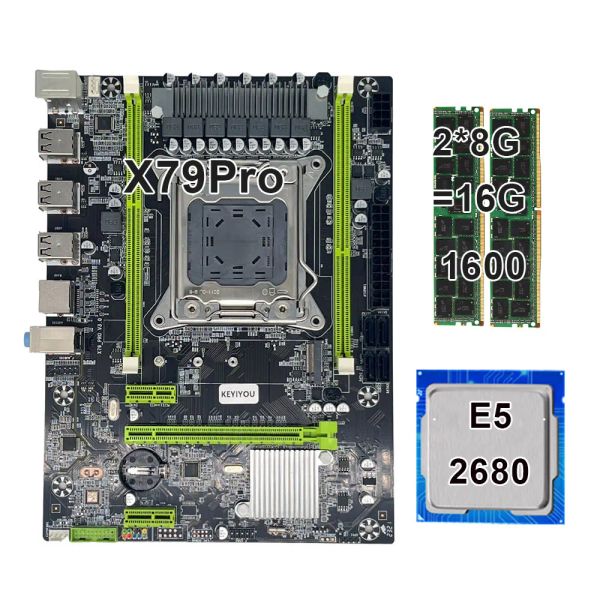 Motherboards keyiyou x79 Profet de placa -mãe Pro LGA 2011 V1 V2 com 16 GB DDR3 ECC Reg Ram Xeon Kit Xeon E5 2680