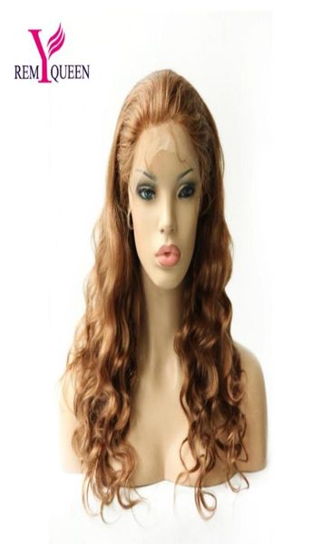 Remy Queen 30 Light Auburn Wod Wave Lace Front Wig com renda esticada para trás renda suíça 100 cabelos humanos 130 densidade de média fábrica3915505430