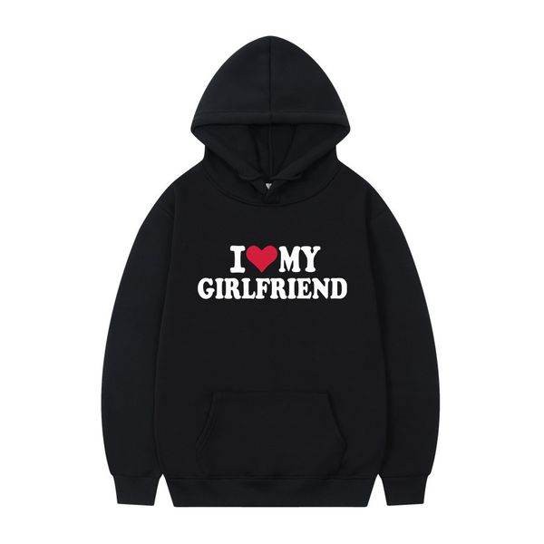 Ich liebe meinen Freund gedrucktes Hoodie Sweatshirt Gothic Winter Pullover Langarmierter Männer und Frauen Sweatshirt Freizeitsporthosen