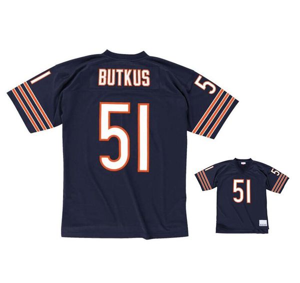 Camisas de futebol costuradas 51 Dick Butkus 1966 Mesh Legacy Legacy Retro Classics Jersey Homem Mulheres Juventude S-6xl