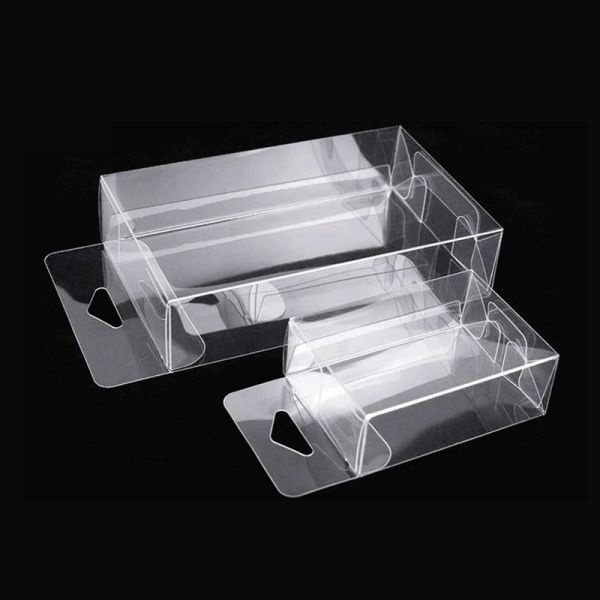 Transparente PVC -Geschenkbox mit Haken -CLASTE -Plastikbox für Mobiltelefone Cosmetics Verpackung Kunststofflagerbox 50pcs/Los