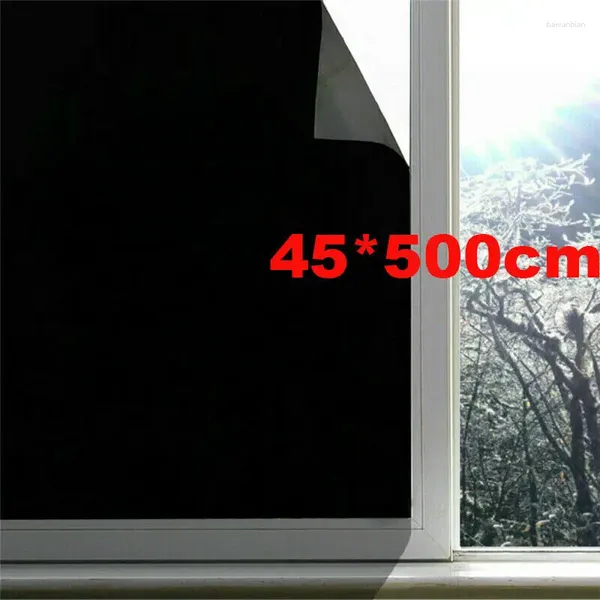 Pencere Çıkartmaları 1 Yolu Ayna Film Vitray Yapıştırıcı Kendinden Siyah Isı Yalıtım Güneş Ram Tint Ev İçin Gizlilik