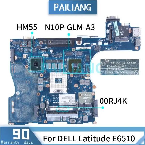 Материнская плата Dell Latitude E6510 Материнская плата ноутбука 00rj4k LA5573P N10PGLMA3 QM57 DDR3 Notebbook Mainboard