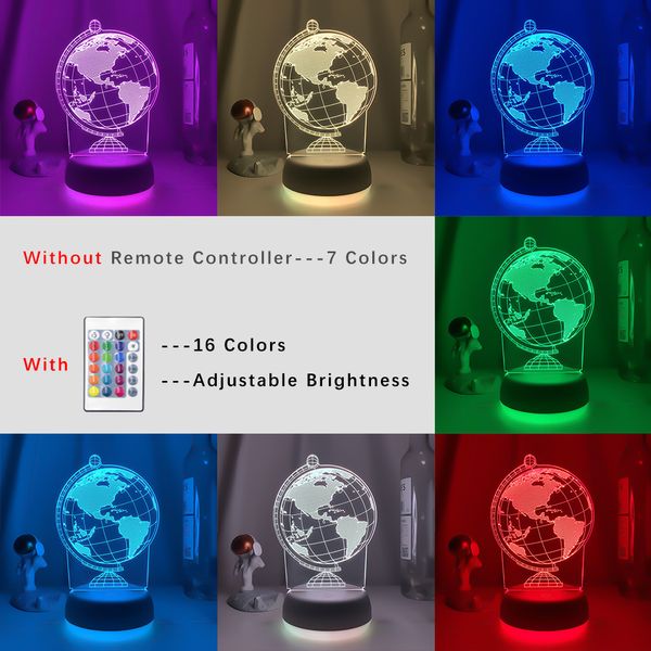 Специальные огни Земля 3D Голограмма лампа 7Color Изменение ночное свет детское сенсорное переключатель Цветный