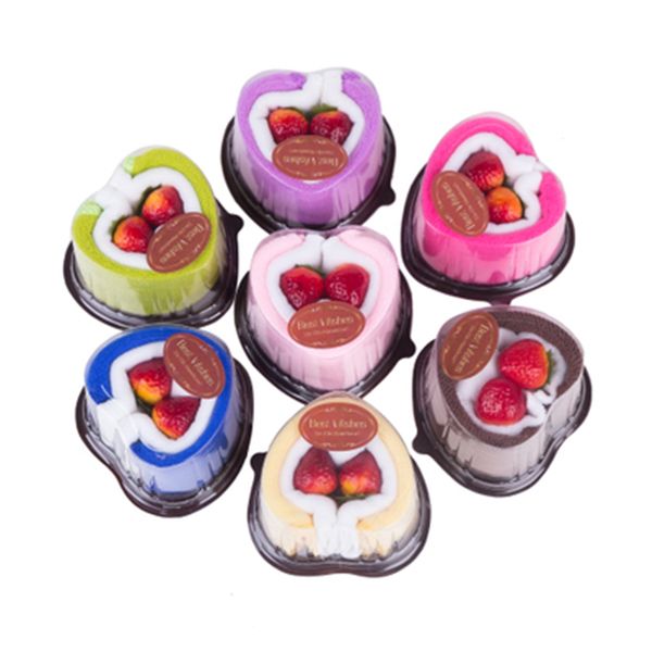 10Sets Kuchenform Verpackung Gesicht Handtuch Mikrofaser Stoff Gaze Baby Neugeborene Handtuch Junge Mädchen Läder Taschentuch Herzförmiges Geschenk