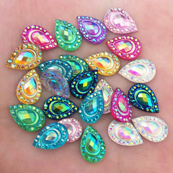 Yeni 50pcs 8*12mm ab reçinesi Damla Damla Rhinestone Scrapbook DIY Craft Aplikes K21