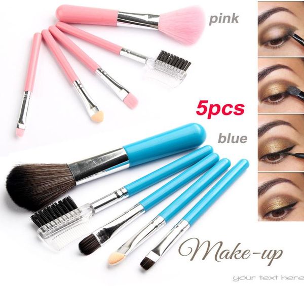 Brand Small Mini 5pcs Bruscos de maquiagem conjuntos de presentes Cosmetics Tools Eyeshadow Foundation Cosmetic Makeup Brush Bush Bushes Kit Pink B62888793