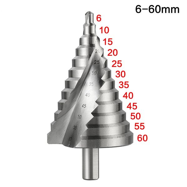 6-60mm de etapa broca de broca de groove espiral pagoda corda de folha de metal folha de metal broca bit bit triangular shank step hole abridor