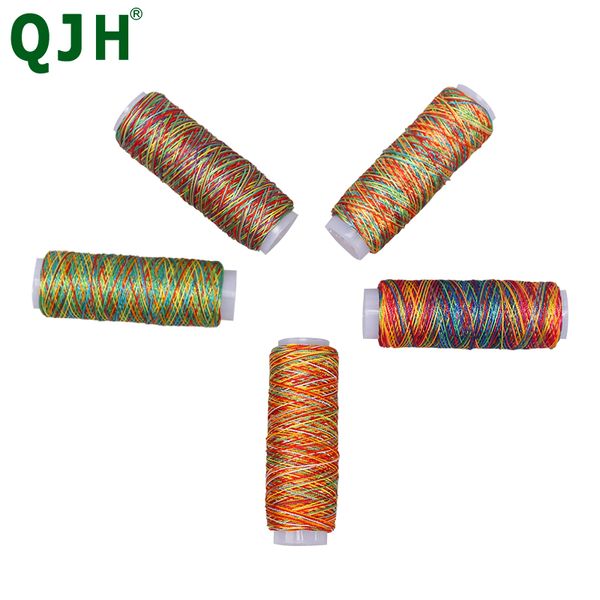 5pcs/Beutel langlebiger Regenbogen Farbnähmaschinengewinde 110 m/Rollennähleitungen DIY -Nähwerkszubehör Werkzeug -Set