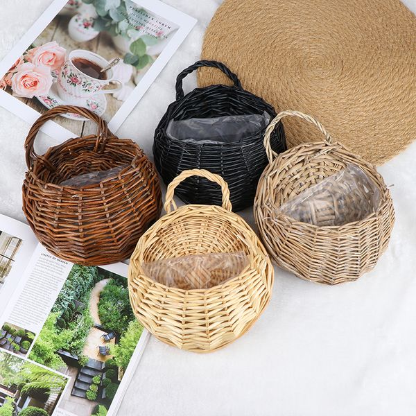 Cestino di vimini di alghe cestino rattan pianta sospesa piantaggio di fiori per la lavanderia cesto cesta cesta mimbre casa decorativo