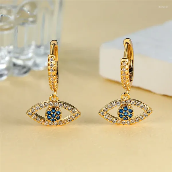 Orecchini penzolanti di lusso Female Blue Crystal Charm Champagne Gold Colore White Wedding for Women