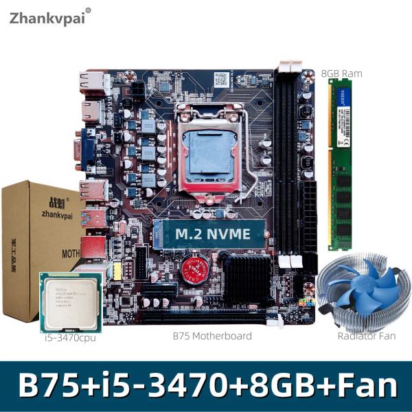 Madri ZHANKVPAI B75 SCHEDA MATURA CON LGA1155 CORE CORE I5 3470 8 GB di chip di memoria DDR3 RAIDATOR e Supporto alla ventola M.2 Start