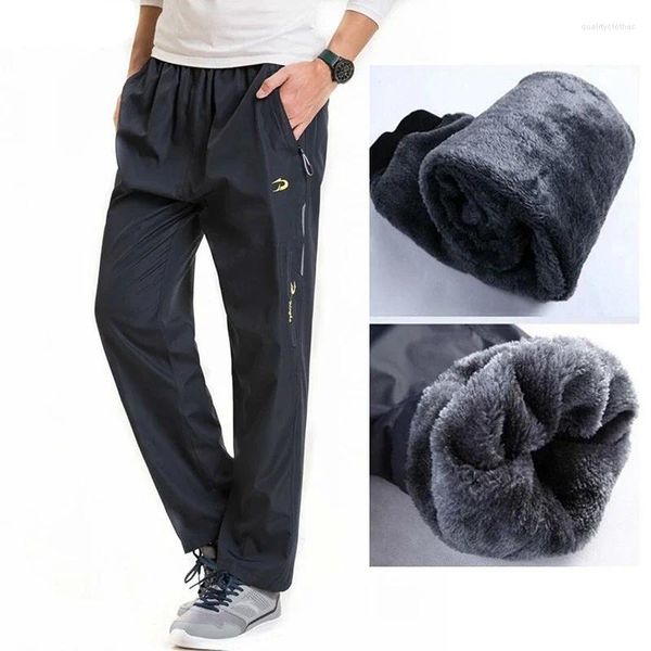 Pantaloni da uomo maschile inverno vele super caldo uomini dritti dritti fuori dai pantaloni pesanti a vento con cerniera jogger con cerniera