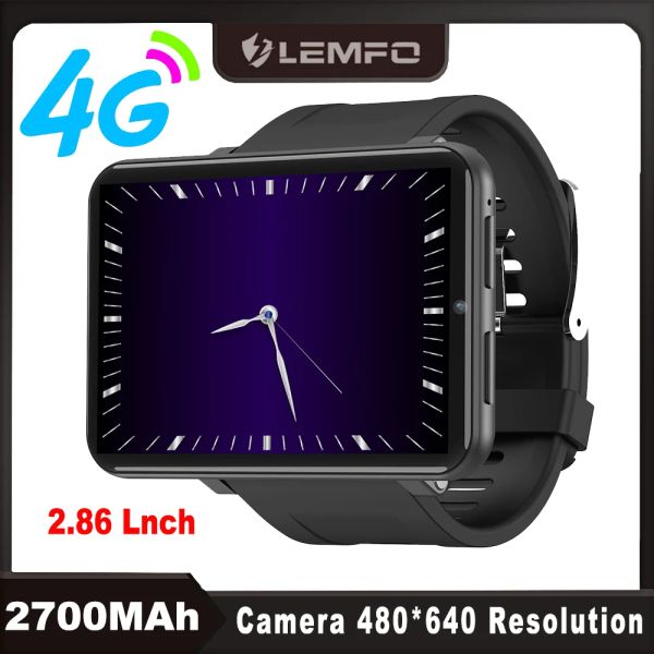 Relógios Lemfo Lemt SmartWatch 4G 2.86 LNCH SLIBT RESPONSAÇÃO TELA ANDROID 7.1 Câmera de 5MP 480*640 Resolução 2700mAh High Performance Watch