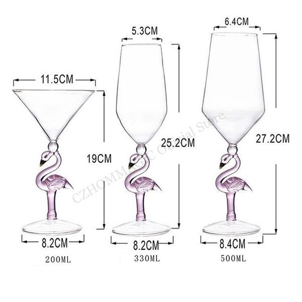 1pcs Creative Pink Flamingo Cocktail Glass Glass Martini Goblet Nverted Cone в форме свадебной вечеринки по случаю дня рождения хрустальный шампанский винное чашка шампанского