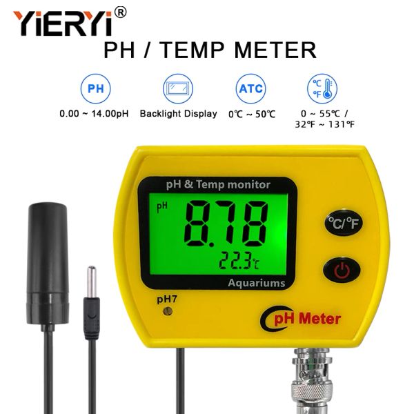 Yieryi-pH-Messgerät mit Hintergrundbeleuchtung Online PH-991 Aquarium pH Temperaturmonitor Langlebiges Acidimeter-Werkzeug für Tankschwimmbool