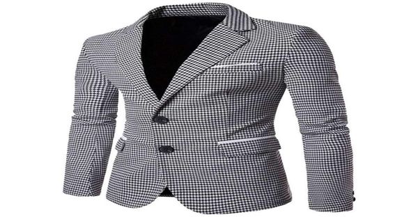 Nibesser Casual Plaid Print Men Blazer Fashion с длинным рукава