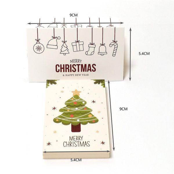 10-50pcs Feliz Natal Cartão de presente Cartão de felicitações Tree de Natal Adesivo fofo Design 2022 Ano novo.Sem envelope
