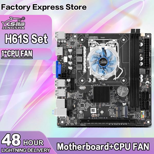 Материнские платы H61 Motherboard Kit с вентилятором процессора для Intel Core/Celeron/Pentium LGA 1155 Series CPU H61S SET Place Mae с NVME WiFi M.2