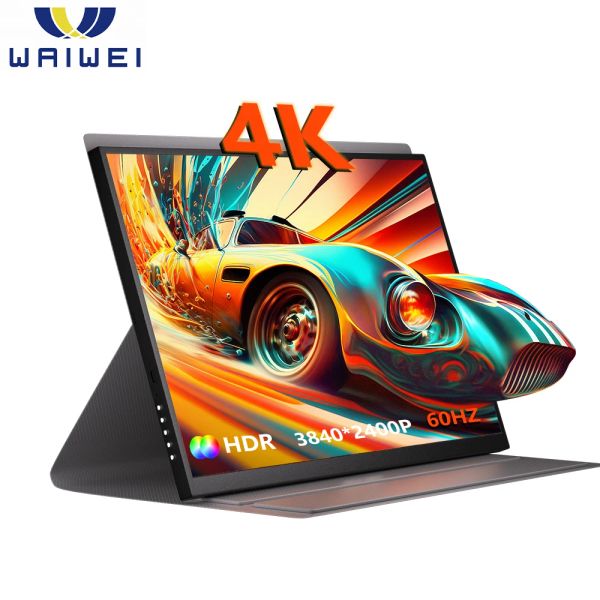 Мониторы Waiwei 16 -дюймовый 4K 4K Portable Monitor 3840*2400 Gaming Monitor для Xbox PS4 PS5 Switch Mac Ноутбук.