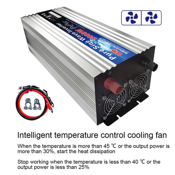 Inverter 12V 24V 48V 60V 220 V Pure Sine Wave Inverter 4000W 8000W inverso solare di potenza DC da 12v a 220 V Display LED convertitore domestico