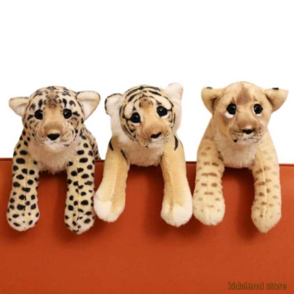 Bambole peluche 39/48/58 cm per la fauna selvatica posizione bugiardo posizione bambola peluche che imita il leone e leopardo giocattolo peluche decorazioni per ragazzi camera da letto j240410
