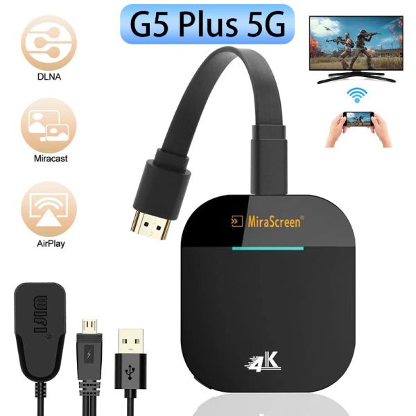 Kutu 4K 1080p Kablosuz HDMicompatible Miracast Airplay Akıllı Android TV Stick 5G WiFi Ekran Alıcı İPhone PC için Aynası