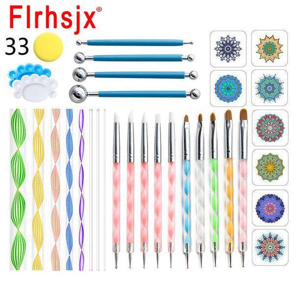 33pcs Mandala Dotting Tools Set Painting Rocks Kit de graffiti de estêncil para pintar Rocks DIY Tools e Mandella Art