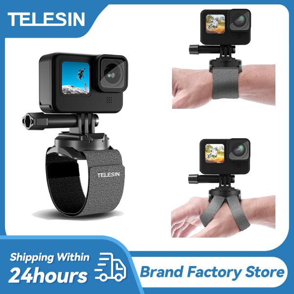 Kameralar Telesin 360 Derece Rotasyon El Bilek Kayışı GoPro Kahraman 11 10 9 8 Insta360 Osmo Action için Bant Tutucu Montaj 2 Xiaomi Yi 4K