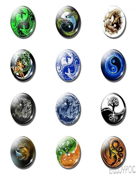 12pcs 25mm Kühlschrank Home Dome Magnet System Taoist School Glass Yinyang Aufkleber Magnetische 30 -mm -Binärdekor1 Kühlschrank Drache BD2703052