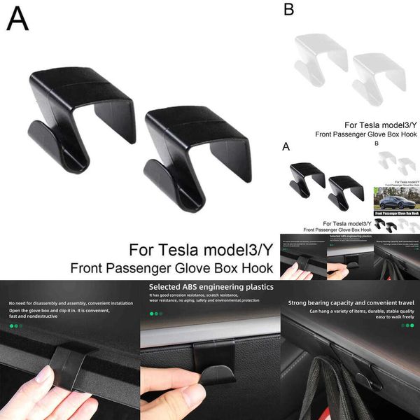 Novo gancho de caixa de luvas 2pcs para Tesla Modelo 3 y 2023 2022 2021 Organizador de luvas Organizador Clipe de armazenamento Hang Bag máscara de máscara de máscara de máscara