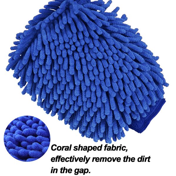 2pcs Luva de lavagem de carro à prova d'água de lã de coral dupla face lã de coral macia Limpeza de carros Luvas de luvas de microfibra Ferramenta de limpeza de detalhes