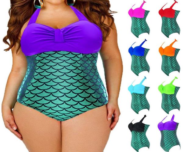 Donne forti di bagno da bagno con plus size plus si tagliano per la sirena cosplay pesce scala in bikini costume da bagno da bagno da bagno sw3918906767