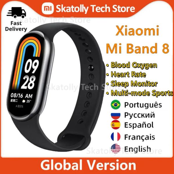 Orologi Versione globale Xiaomi Mi Band 8 Blood Oxygen Heart Tracking Sleeping Bracciale Sport Bracciale Smart Watch Fitness Analysis