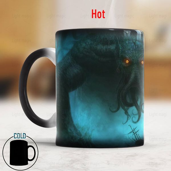 Monstro marinho do mar Cthulhu Coffee Caneca de Caneca de Calor Mudança de cor Cerâmica caneca mágica Dropshipping