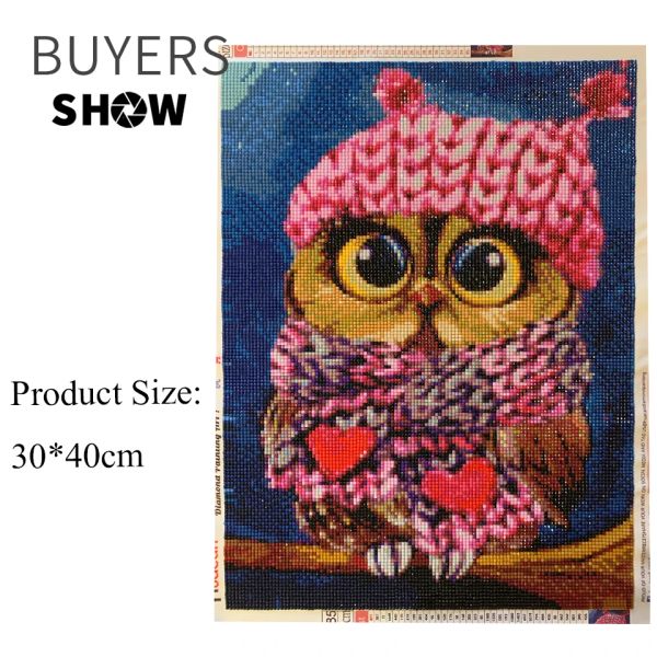 Huacan Diamond Painting Novo 2024 Animal Diy Hobby Rhinestones Picture Diamond Mosaic Owl Cross Stitch Bordado