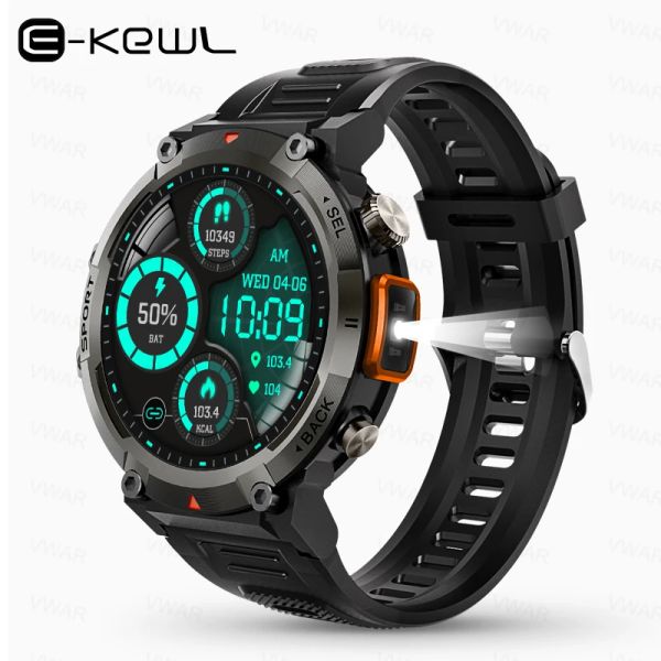 Смотреть S100 Smart Watch Men с фонариком на открытом воздухе Sport Fitness Tracker Tracker Clock Clock Водонепроницаемые интеллектуальные часы для Android iOS