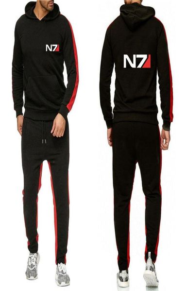 MEN039S Tracksuits Mass Effect N7 Sportswear bedruckte Zip Hoodie Hosen Herren Motorrad Rennsport Jogging Fitness Tracksuitmen0391930365