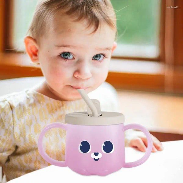 Tazze di tazza sippy con bambini paglia che bevono il fumetto di bombe da bordo antiflegato