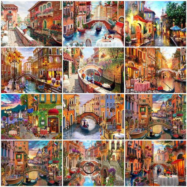 Evershine Diamond Painting Venice Cross Stitch Mosaic Diamond Bordado Paisagem Full Square Picture Picture Rhinestone Home Decor