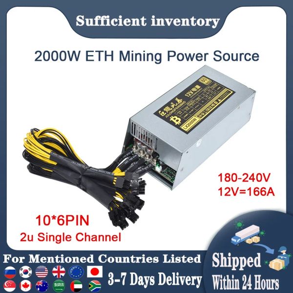 Поставки Senlifang для BTC Antminer Bitcoin S7 S9 2U одноканальный блок 2000 Вт и т. Д.