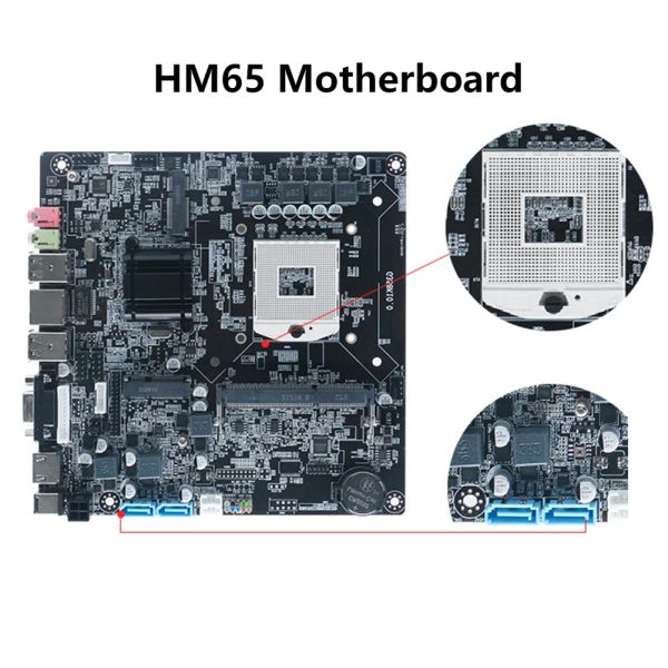 MotherBoards HM65 Support para a área de trabalho DDR3 Mini ITX 1066/1033/1600MHz LGA988 Memória de 16 GB para Intel 23rd SNB/IVB LGA988 I3/I5/I7 PGA