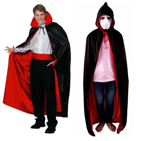 Black Red Children Halloween Cosplay Costume Teatro Prop morte Mantle Devil Mantle Ab Wear Long Tippet Cape con cappuccio per adulti