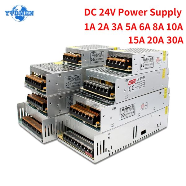 AC110V-220V в DC 24V Переключатель Трансформатор питания SMPS 1A 2A 3A 5A 6A 8.5A 10A 15A 16.5A 20A 30A для адаптера питания светодиодной полосы