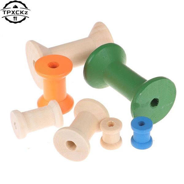 10pcs/Packfadendrahtwerkzeuge Holzspulen Spulen Rollen Vintage -Stil Organizer zum Nähen von Bändern Twine Wood Bastelwerkzeuge