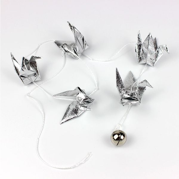 15 cm Origami Paper Crane Lucky Bell String Garland Bird fatto a mano per il matrimonio Birthday Baby Shower Party Decorazione per la casa