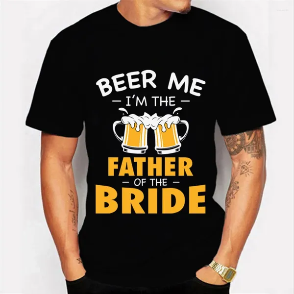 Мужские рубашки пиво меня, я отец невесты лето футболка черная рубашка мужская одежда забавная графическая футболка Harajuku хип-хоп футболки