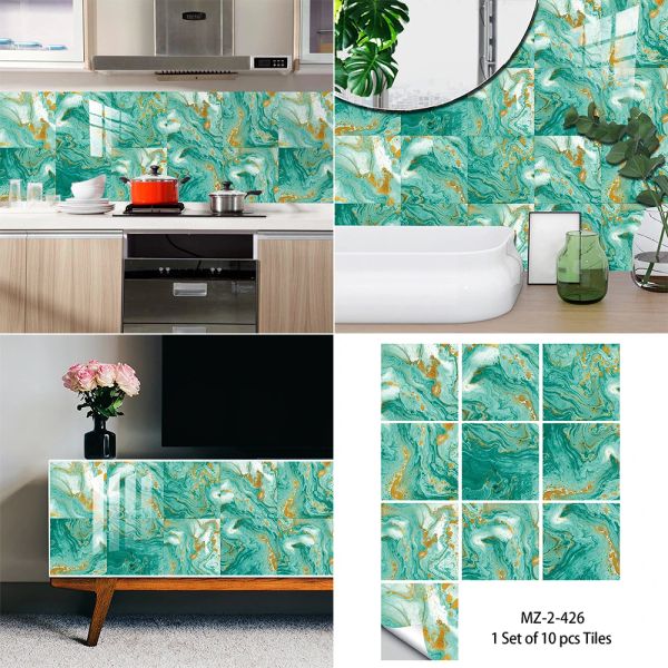 10pcs Bohemian Style Tiles Adesivo de parede Cozinha backsplash