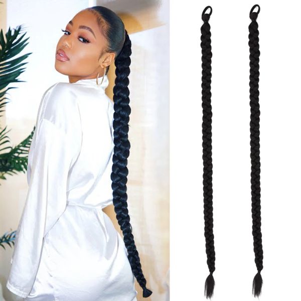 100cm 40 polegadas super longas caixas jumbo tranças Casa de trança Ponytail Hairpiece Pony Tail Wig para Mulheres Negras Extensão de Cabelo sintético