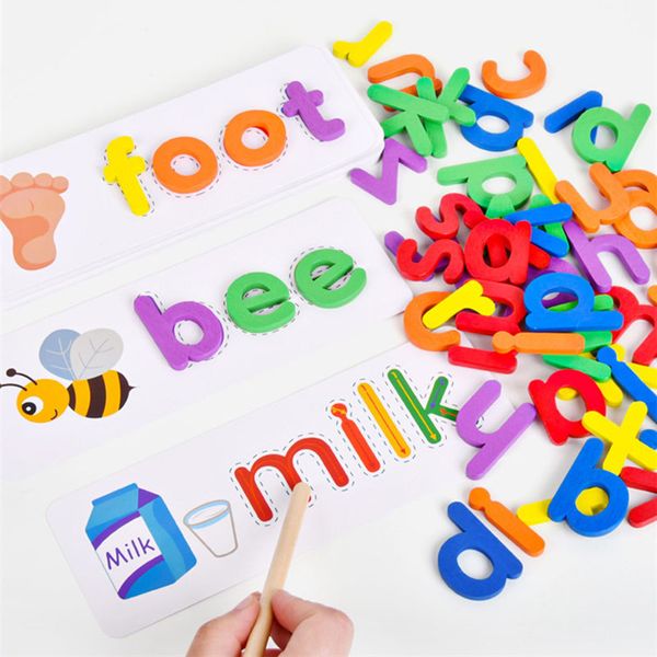 BABY 26 CARTE DI ALPHABET INGLESE Imparare giocattolo giocattolo scrittura ortografica gioco puzzle blocca i giocattoli educativi per bambini per bambini